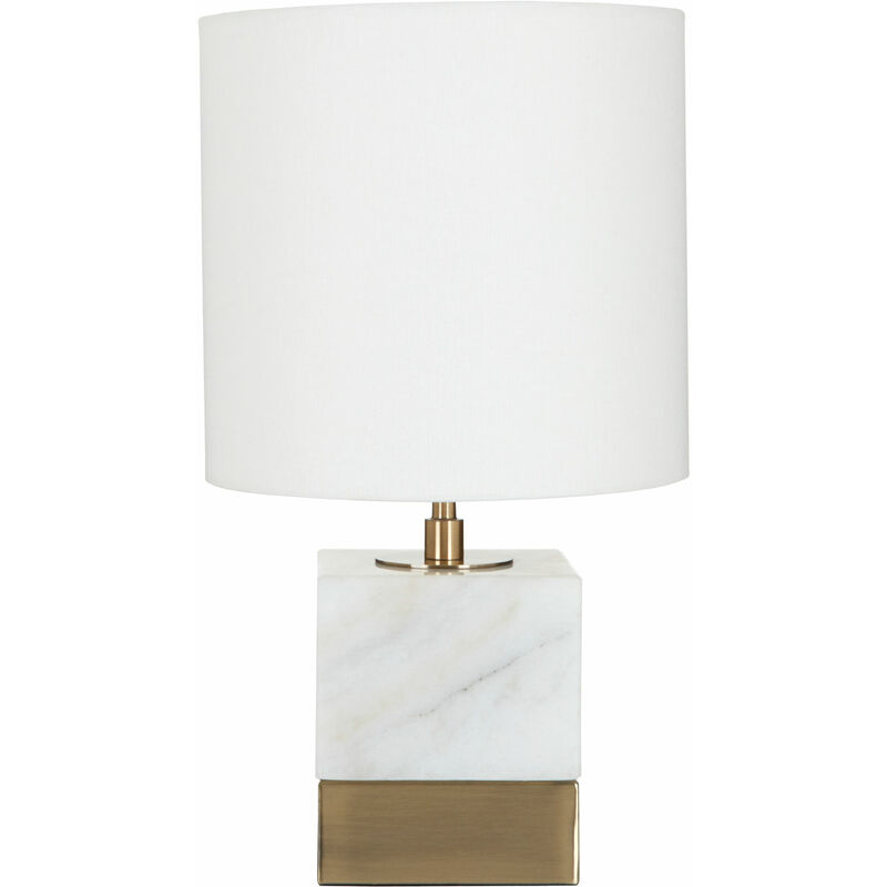 White Marble Accent Lamp with Cream Shade - Premier Housewares
