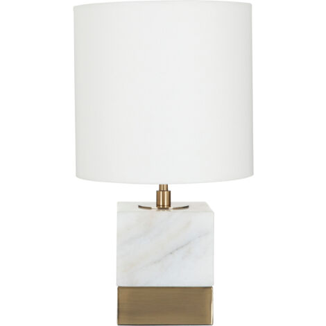 Premier Housewares White Marble Accent Lamp with Cream Shade