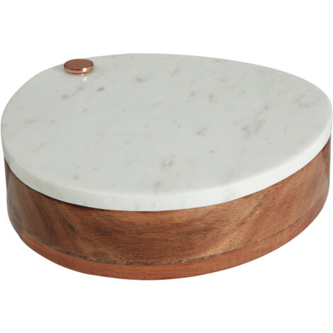 Premier Housewares White Marble/Wood Cheese Knife and Board Set