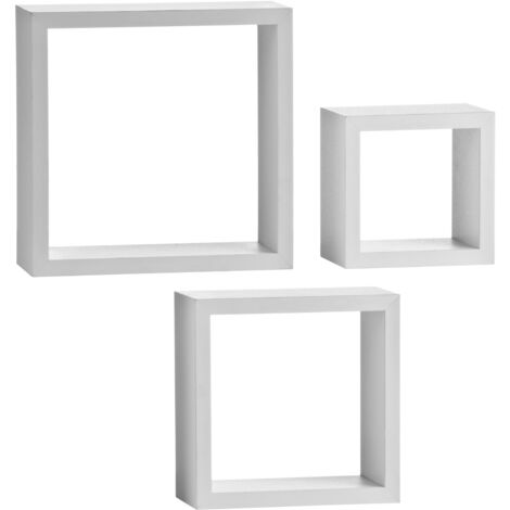 Premier Housewares White MDF and PVC Coating Wall Cubes - Set of 3