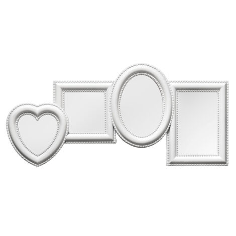 Premier Housewares White Photo Frame / Frames For Four Photos Plastic Finish Picture Frames For Wall Contemporary Rectangular Photo Frames For Bedroom / Living Room / Hallways 2 x 49 x 23