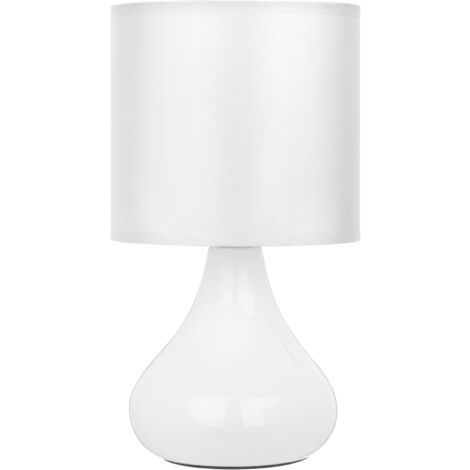 Premier Housewares White Table Lamp Droplet Shaped Desk Lamp Ceramic Reading Lamp With Shade Modern Bedroom Desk Lamps With EU Plug Desk Lamps Office Adjustable 14 x 14 x 24