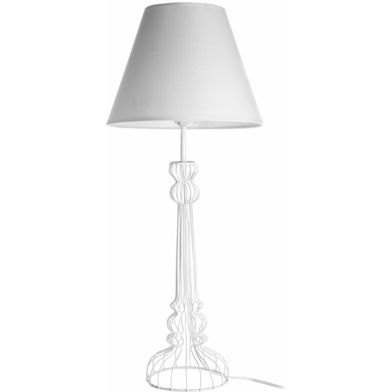 White Table Lamp With Base Made From Metal Wire /Tapered Shape/ Fashionable Decor Piece For Reading / Office / Bedroom Lamps 28 x 66 x 28 - Premier