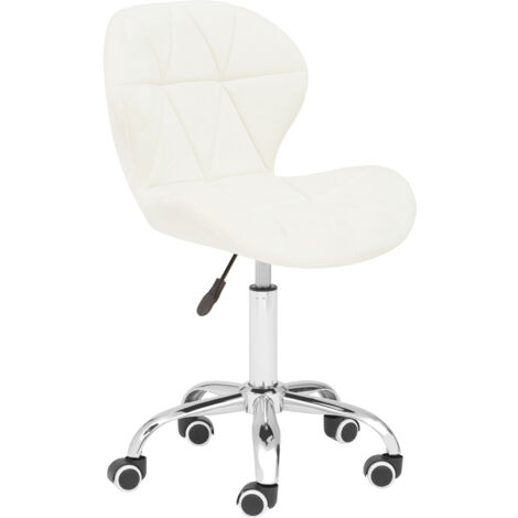 Premier Housewares White Velvet Quilted Home Office Chair