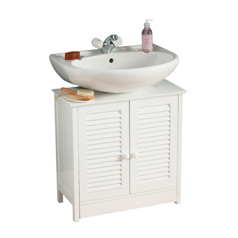 White Wood Under Sink Bathroom Cabinet - Premier Housewares