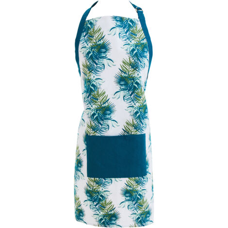 Premier Housewares Winter Palm Apron For Cooking And Baking Kitchen Aprons For Women Men And Teenagers 100% Cotton Aprons With Teal Finish w68 x d1 x h87cm