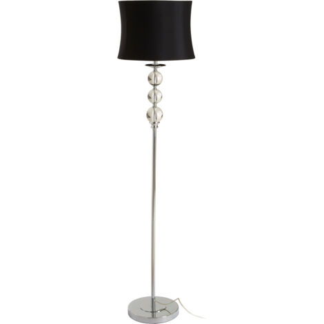 Premier Housewares Wooden Bamboo Tripod Floor Lamp Tall Led Black Top Silver Finish Self Standing Lamps For Hallways Bedroom Livingroom W36 X D36 X H154cm.