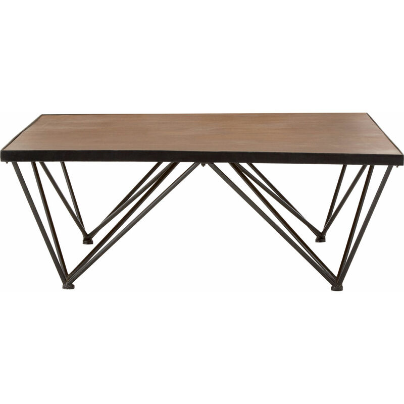 Wooden Coffee Tables Living Room Industrial Coffee Table Living Room Table, Large Coffee Table - Fir Wood, Metal W100 X D100 X H38 - Premier