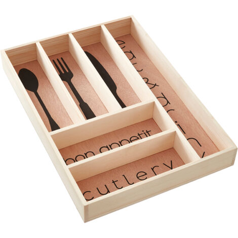 Premier Housewares Wooden Modern Design Cutlery Tray