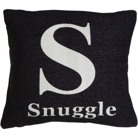 Premier Housewares Words 'Snuggle' Black Cushion