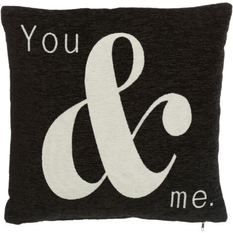 Premier Housewares Words 'You & Me' Black Cushion