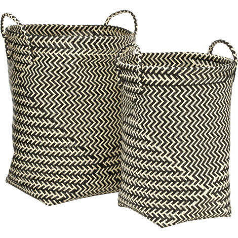 Premier Housewares Woven Black/White Laundry Baskets - Set of 2