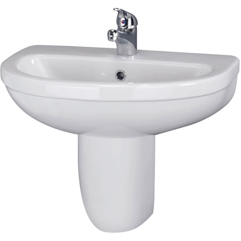 Ivo Basin and Semi Pedestal 555mm Wide - 1 Tap Hole - Nuie
