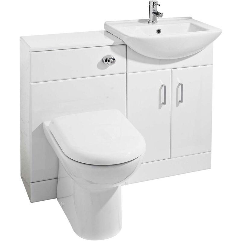 Saturn Combination Furniture Pack with Square Basin and WC Unit - 1 Tap Hole - Nuie