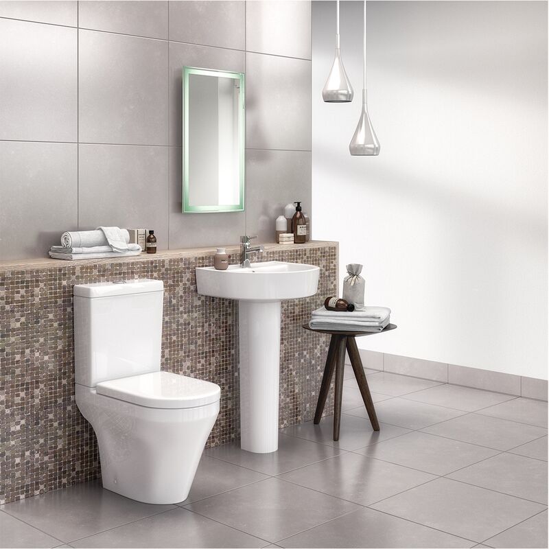 Marlow Bathroom Suite Close Coupled Toilet and Basin - 1 Tap Hole - Nuie