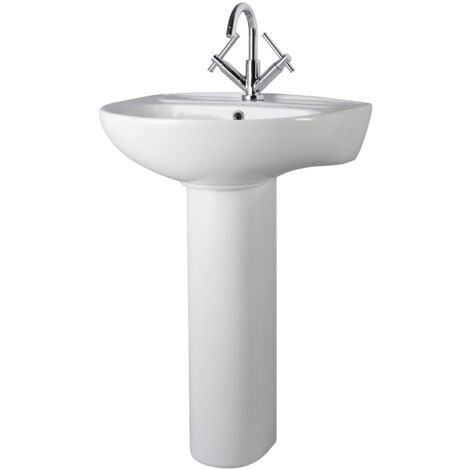 Premier Melbourne Large Basin and Full Pedestal 550mm Wide - 1 Tap Hole
