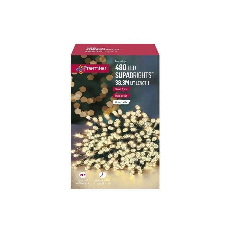 Supabrights Christmas Tree Fairy Lights - 480 Led - Warm White - Premier