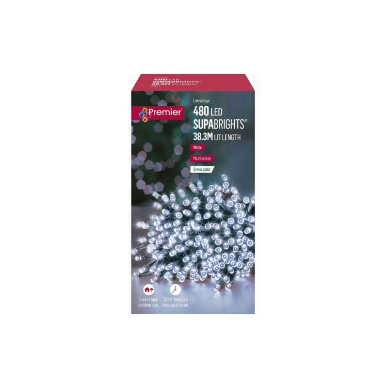 Supabrights Christmas Tree Fairy Lights - 480 Led - Cool White - Premier