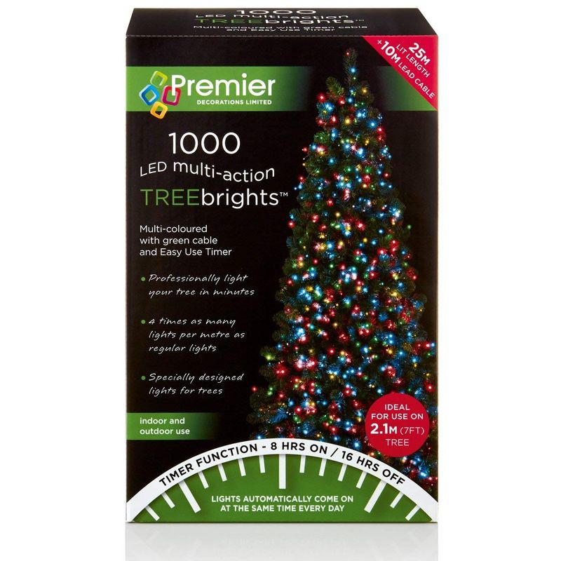 Multi Action TreeBrights - Cluster Tree Lights - 1000 LED - Multi Colour - Premier