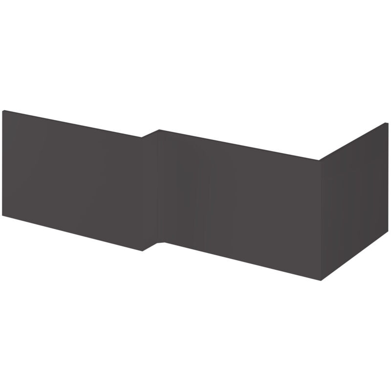 Nuie - Gloss Grey 1700mm l Shaped Shower Bath Front Panel - OFF973