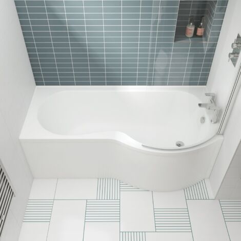Nuie P-Shaped Shower Bath 1500mm x 700mm/850mm - Right Handed