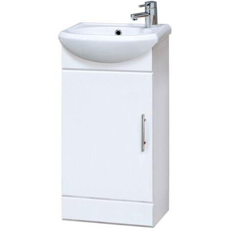 Premier Sienna Floor Standing Vanity Unit with Basin 400mm Wide - Gloss White 1 Tap Hole