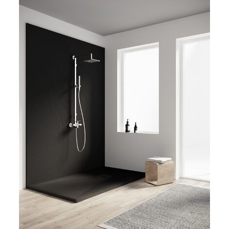 Premier Slate Stone Ultra-Slim 25mm Rectangular Shower Tray - Black - 1000 x 800