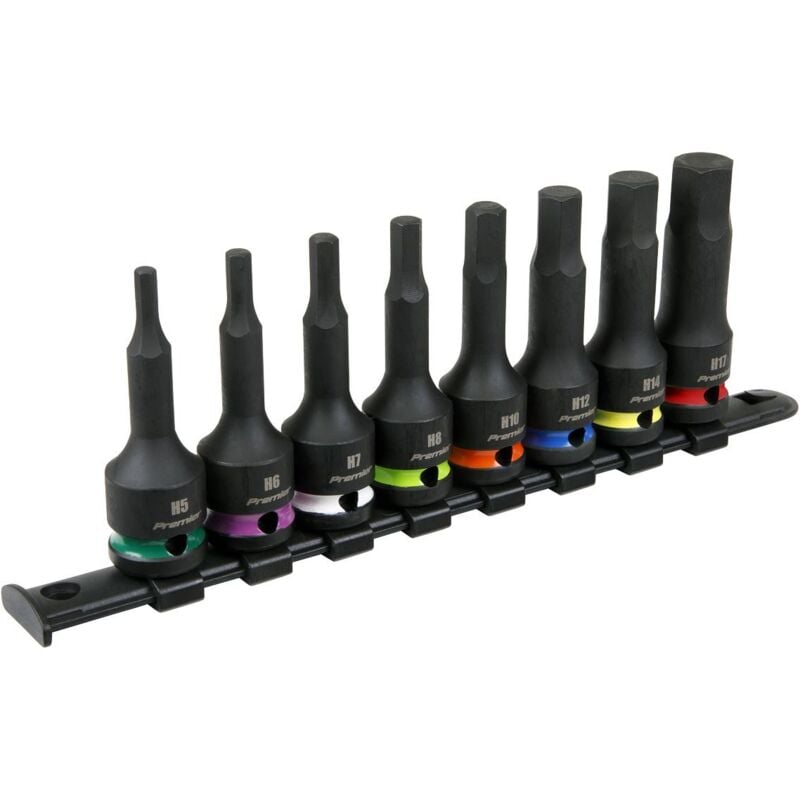 Premier - Sealey Hex Impact Socket Bit Set 8pc 1/2''Sq Drive AK56001