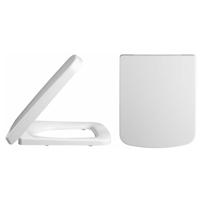 Milano Farington – Modern White Bathroom Toilet wc Seat with Soft Close Hinges and Quick Release Top Fixings - 360mm x 432mm