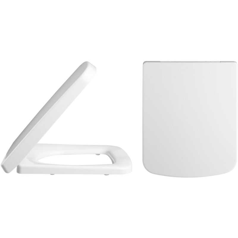 Square D-Shape Soft Close Toilet Seat - White - Nuie