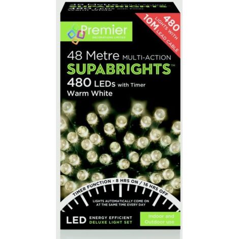 Premier Supabrights Christmas Tree Fairy Lights - 480 Led - Warm White