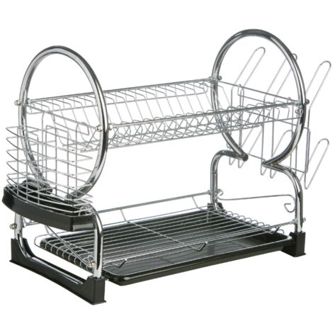 Premiere Housewares 509585 Scolapiatti 2 Livelli con Nero Rimovibile Vassoio Gocciolamento