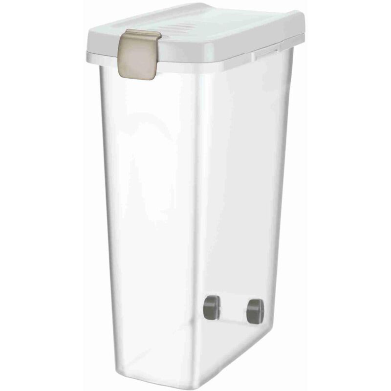 Baril de nourriture, hermétiquement verrouillable 15 L/22 × 41 × 33 cm, transparent-blanc/blanc
