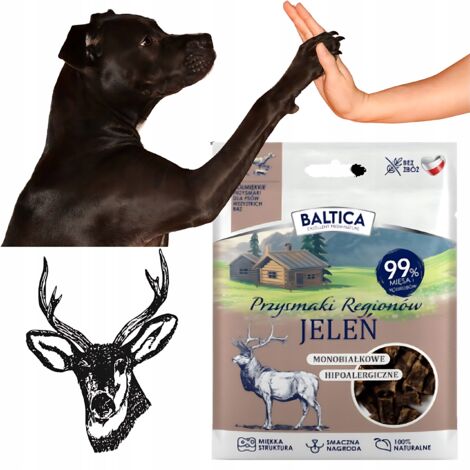 Premios para perros Baltica TRAINING Treats Semi-blandos JELEŃ Sin cereales 30 g