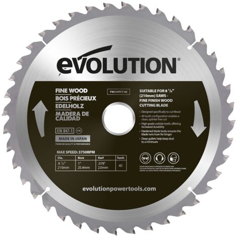 Premium 210mm TCT Crosscut Wood Miter Saw Blade with 40 Teeth, 25.4mm Arbor for Miter and Table Saws
