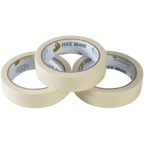 Premium 3-Pack 25mm x 25m Multi-Purpose Masking Tape by Shurtape Duck Tape – Ideal for Decorating, Painting, and Crafting