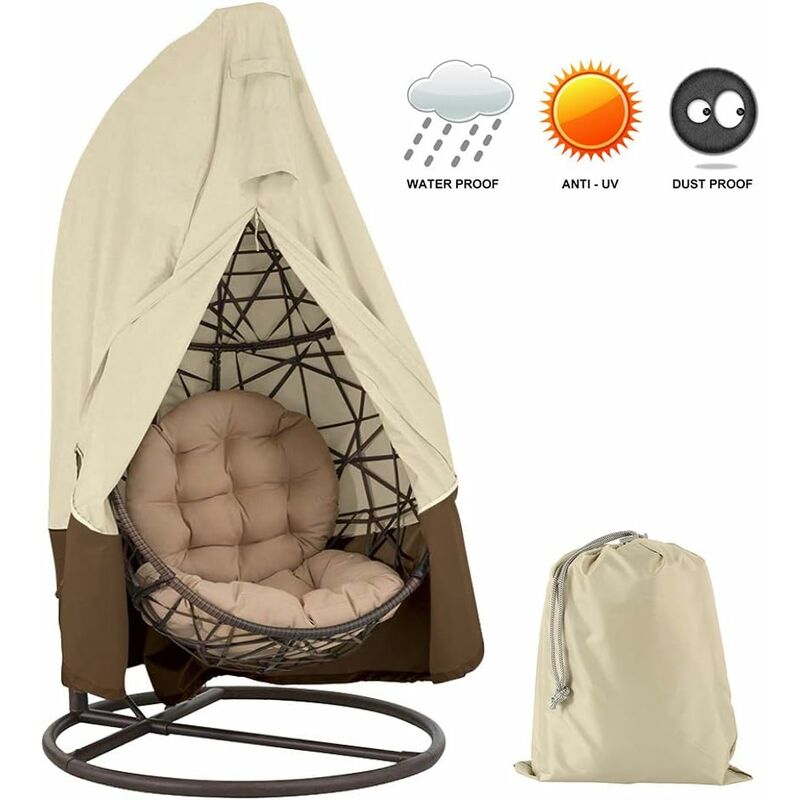 Premium 420D Oxford Housse de siège Suspendue avec Fermeture éclair imperméable Coupe-Vent d'hiver pour Meubles de Jardin