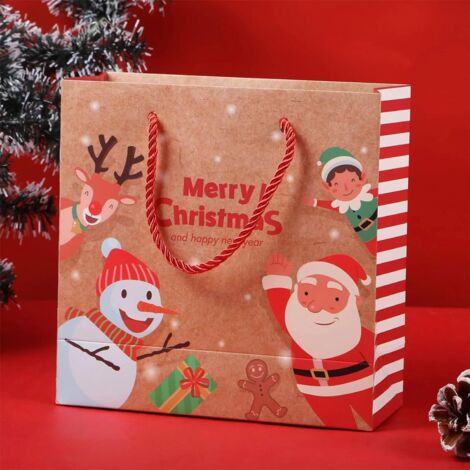 Premium Christmas Gift Bags, 12 Gift Paper Bags with Handles, Medium Thick Christmas Bag Set (M - 20 x 8 x 20 cm)-
