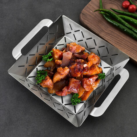 Premium Grillkorb aus Edelstahl – für Gemüse, Fleisch & Fisch – Grillofen