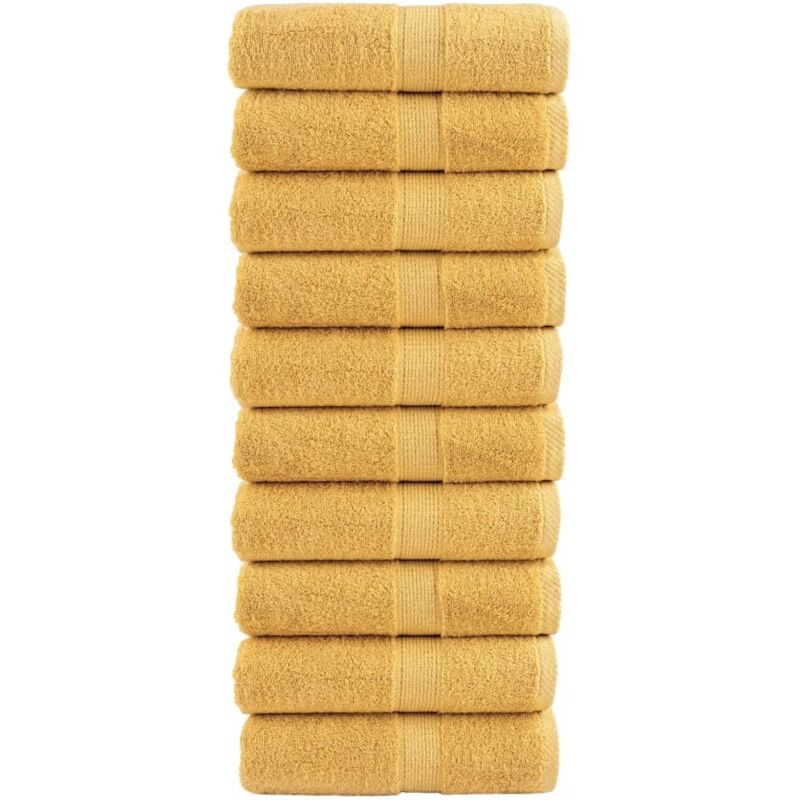Premium Guest Towels Solund 10pcs Gold 30x50cm 600gsm Vidaxl