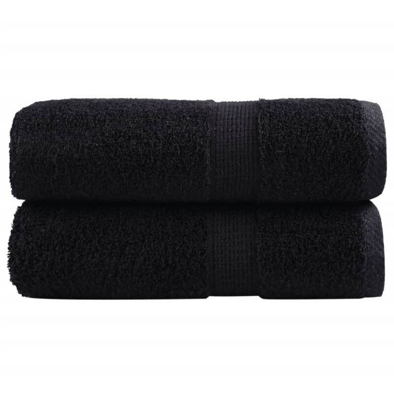 Premium Guest Towels Solund 2 Pcs Black 30x50 Cm 600 Gsm Vidaxl