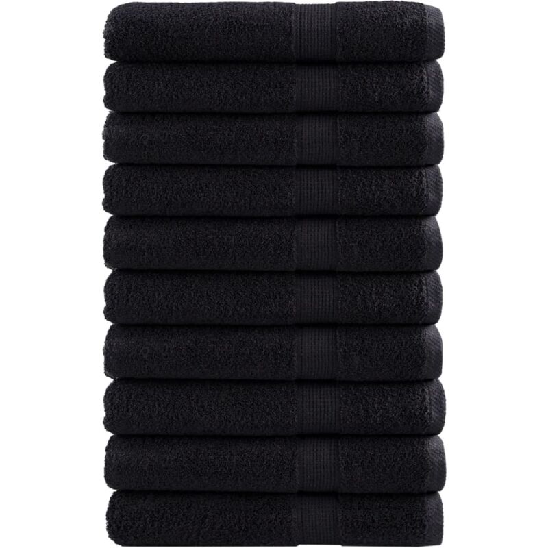 Premium Towels Solund 10 Pcs Black 100x200 Cm 600 Gsm Vidaxl