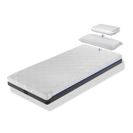 PREMIUM KIT Materasso singolo molas 80X190X 20 CM PLATON SPRING + 1X Cuscino viscoelastico + 1X Coprimaterasso