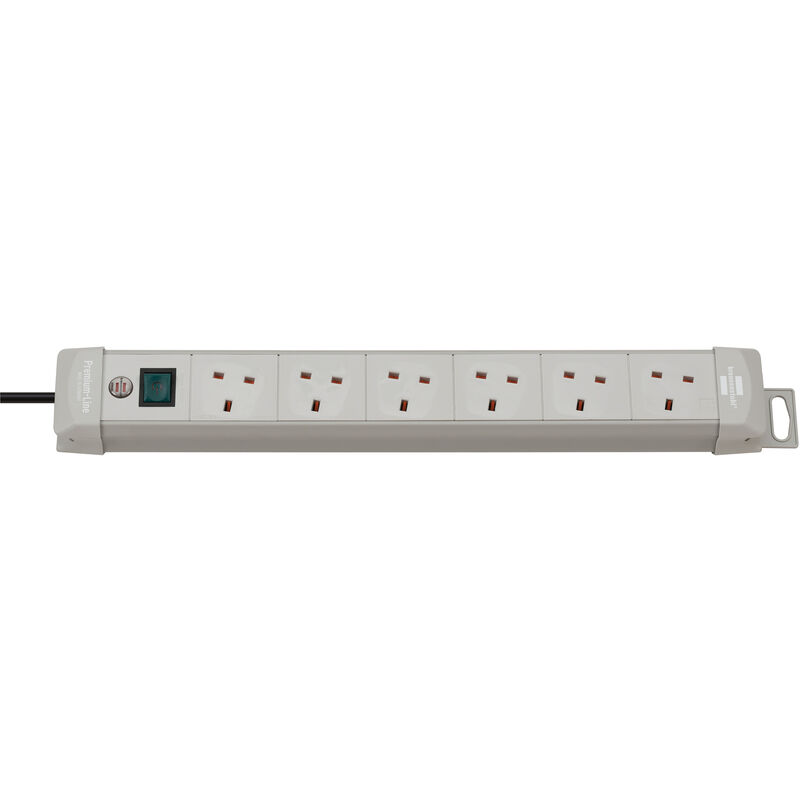 Premium-Line extension lead 6-way 3m H05VV-F 3G1,25 lightgrey with plug gb