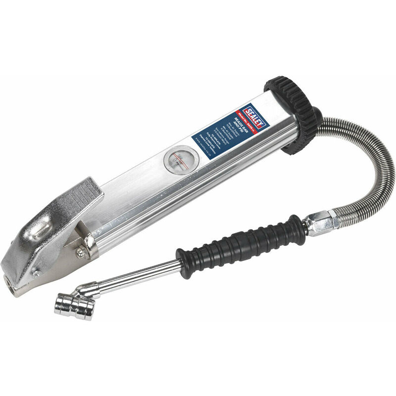Loops - Premium Long Type Tyre Inflator - Twin Push-On Connector - 240mm Arm & 0.5m Hose