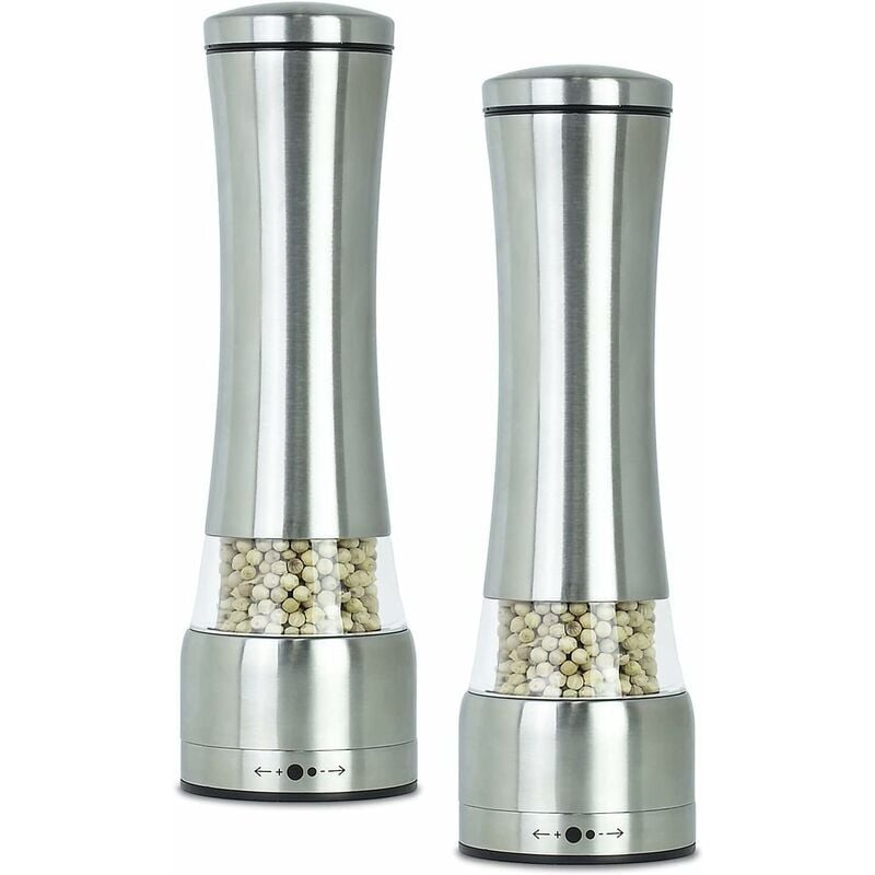 Forehill - Premium Manuel Épices et Moulins à Poivre Ensemble Deux Pièces En Acier Inoxydable, Grossièreté Réglable Matériau Acrylique Rechargeable