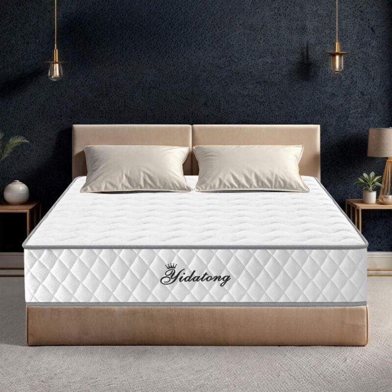 Matelas mémoire de forme et ressorts ensachés 140x190 cm, Ép 20.5cm, 8 zones de confort mousse mémoire adaptative