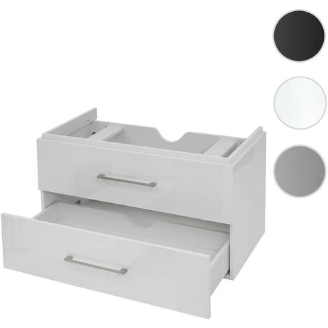 Premium Meuble sous-lavabo HWC-D16, meuble sous-lavabo Meuble de salle de bain, brillant 90cm  gris