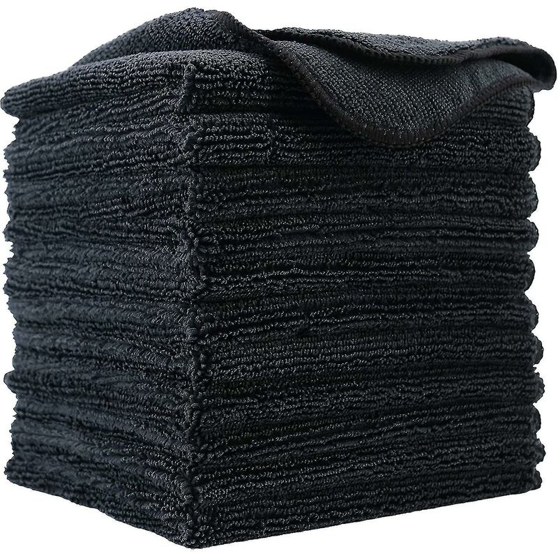 Crea - Premium Microfiber Cleaning Cloth 30 x 30 Cm(12 Pack) (black)