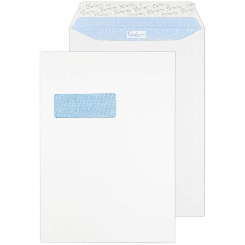 Blake - Pemium Office Pocket Envelope C4 Peel and Seal Window 120gsm Ulta White Wo - White